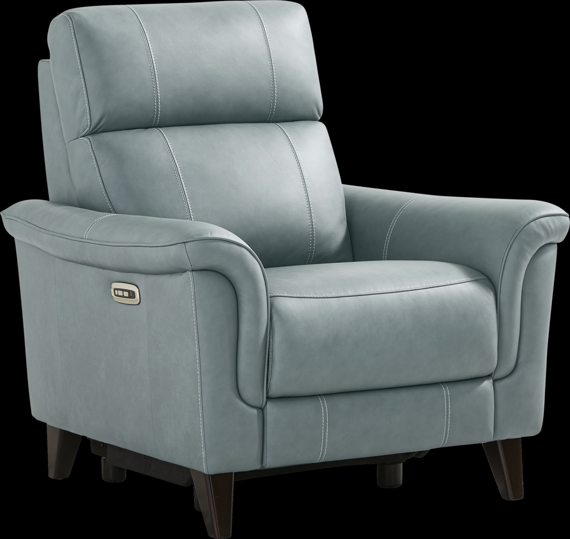 Antonella Blue Leather Dual Power Recliner - Thumbnail - Image 4