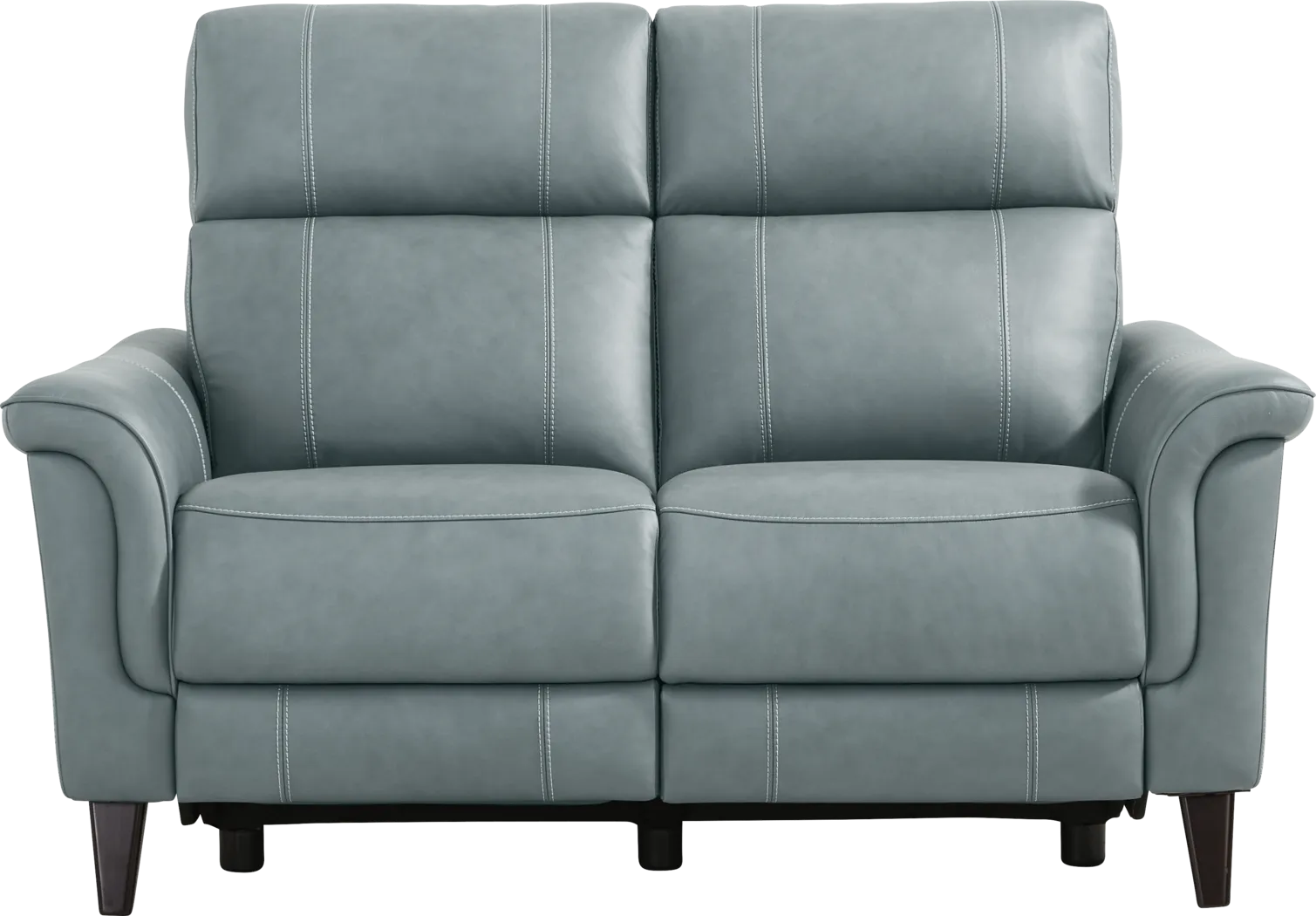 Antonella Blue Leather Dual Power Reclining Loveseat - Thumbnail - Image 2