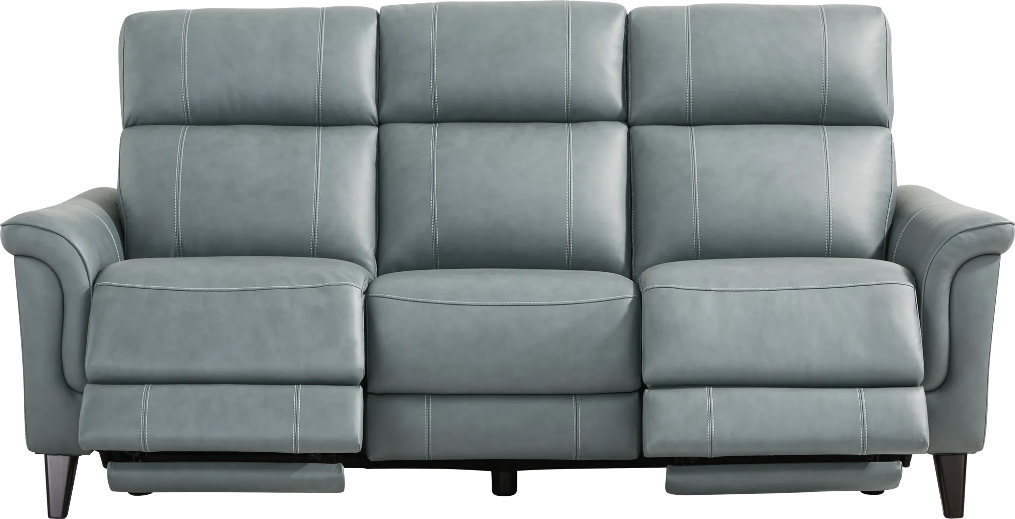 Antonella Blue Leather 3 Pc Dual Power Reclining Living Room - Thumbnail - Image 2