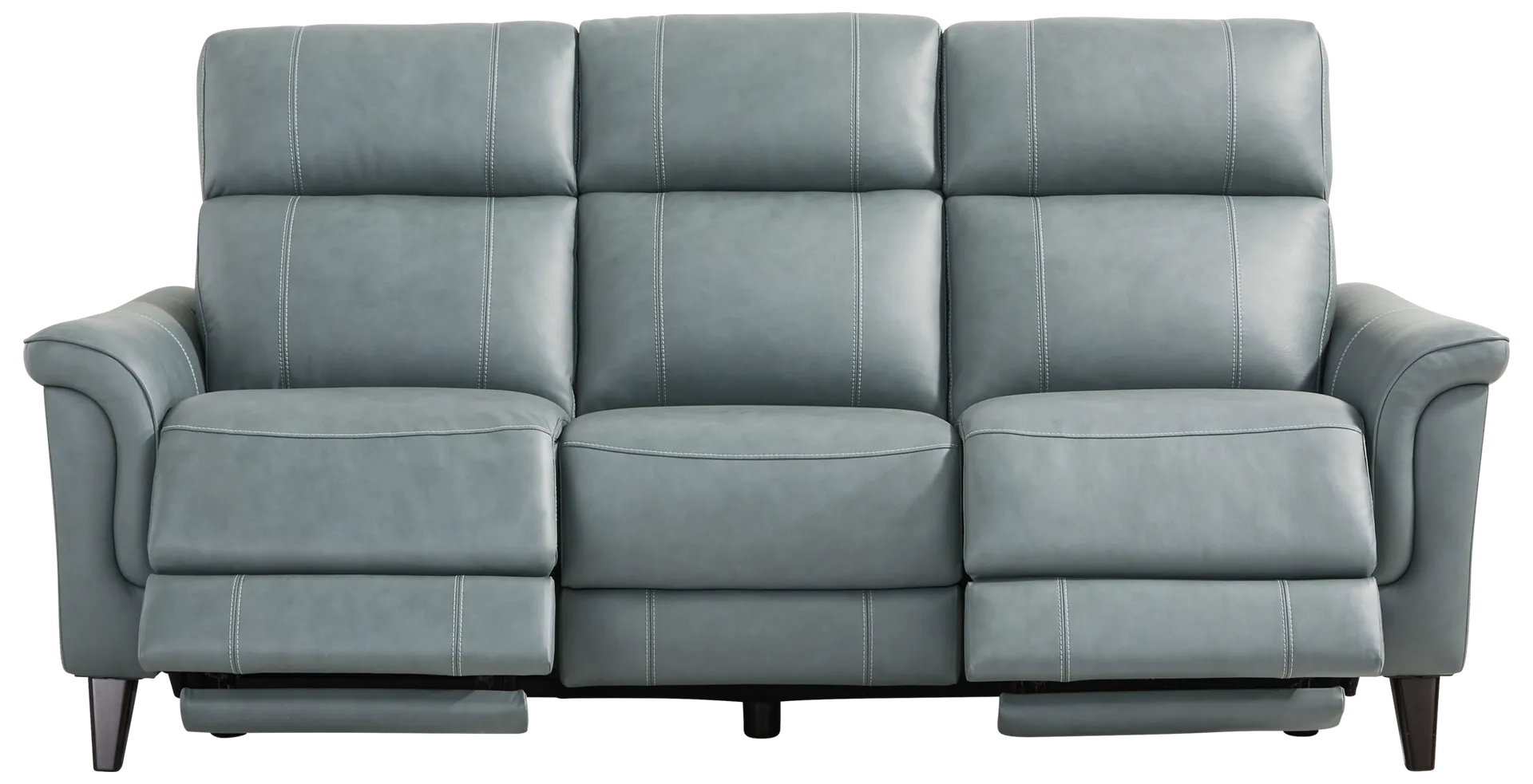 blue dual power reclining sofa