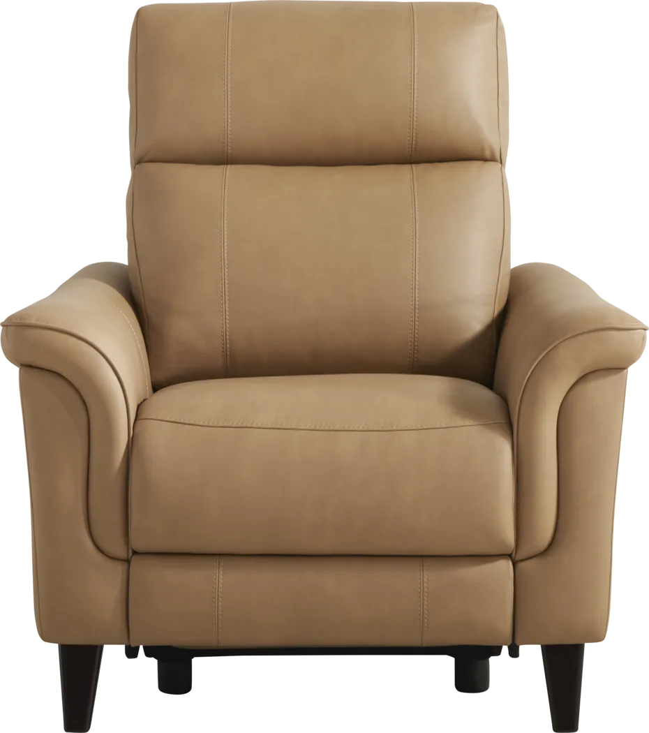 Antonella Tan Leather Dual Power Recliner - Thumbnail - Image 2
