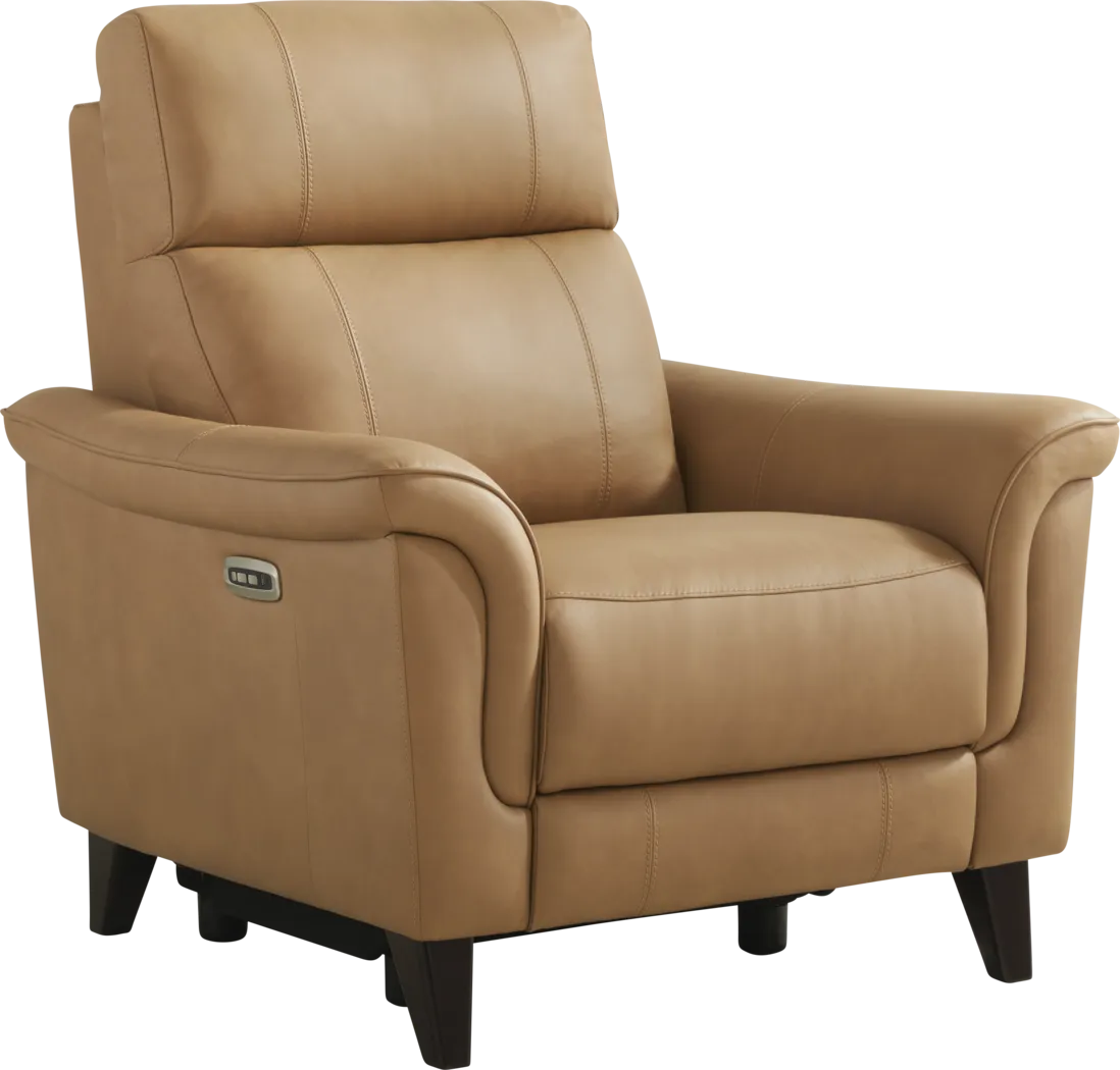 Antonella Tan Leather Dual Power Recliner - Thumbnail - Image 3