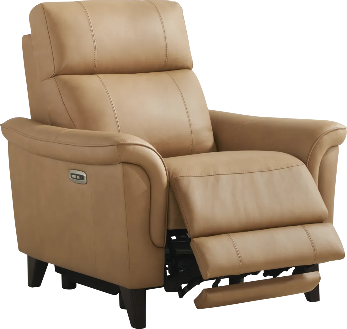 Antonella Tan Leather Dual Power Recliner - Thumbnail - Image 1