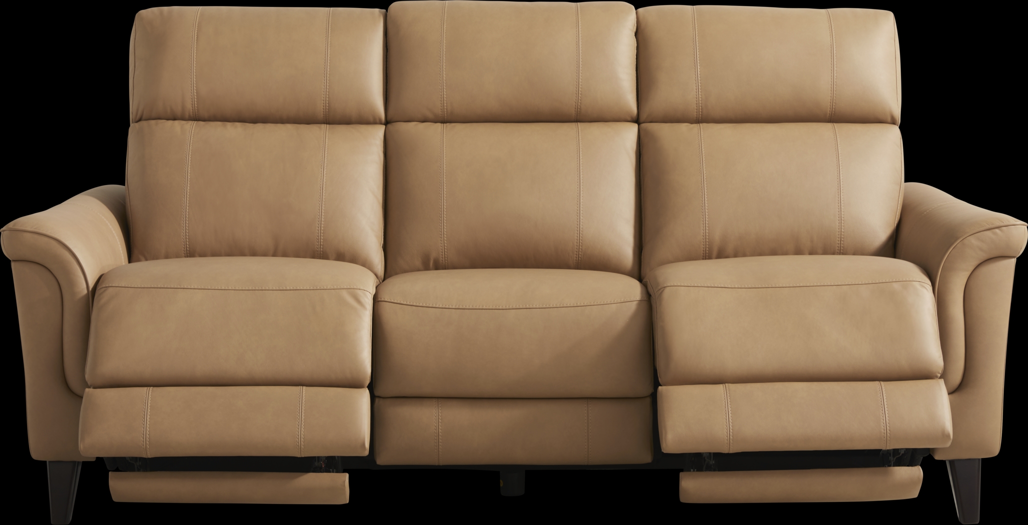 Antonella Tan Leather Dual Power Reclining Sofa - Thumbnail - Image 1
