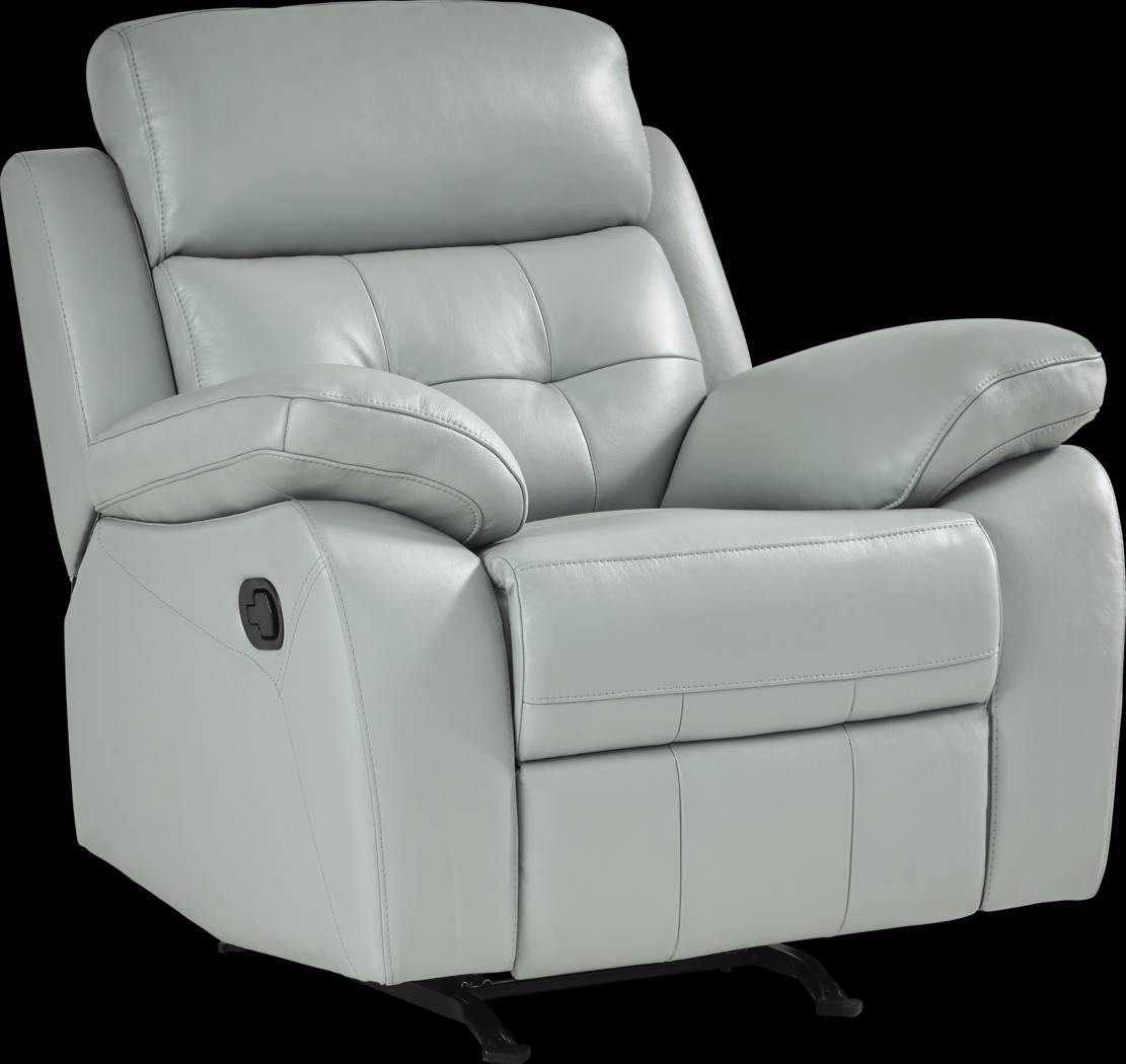 Antonin Aqua Leather Rocker Recliner - Thumbnail - Image 3