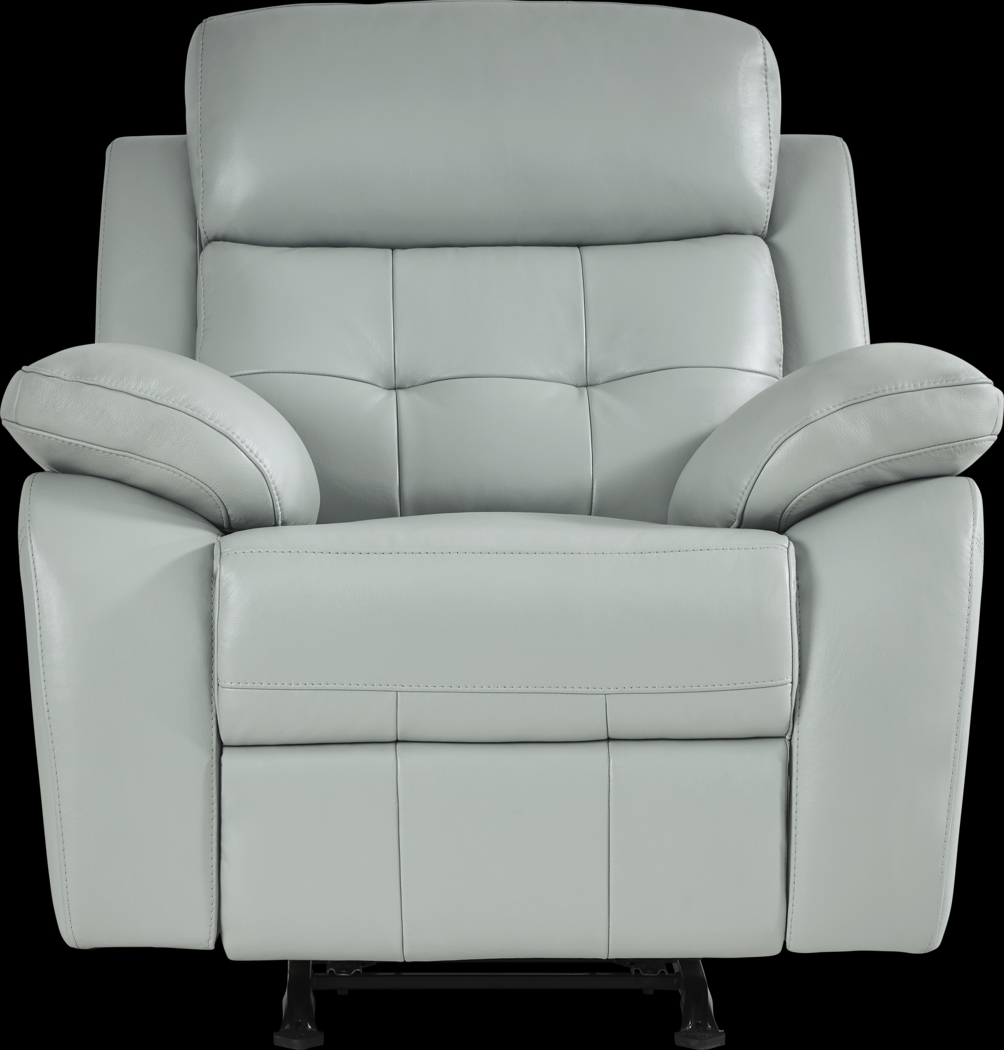 Antonin Aqua Leather Rocker Recliner - Thumbnail - Image 2