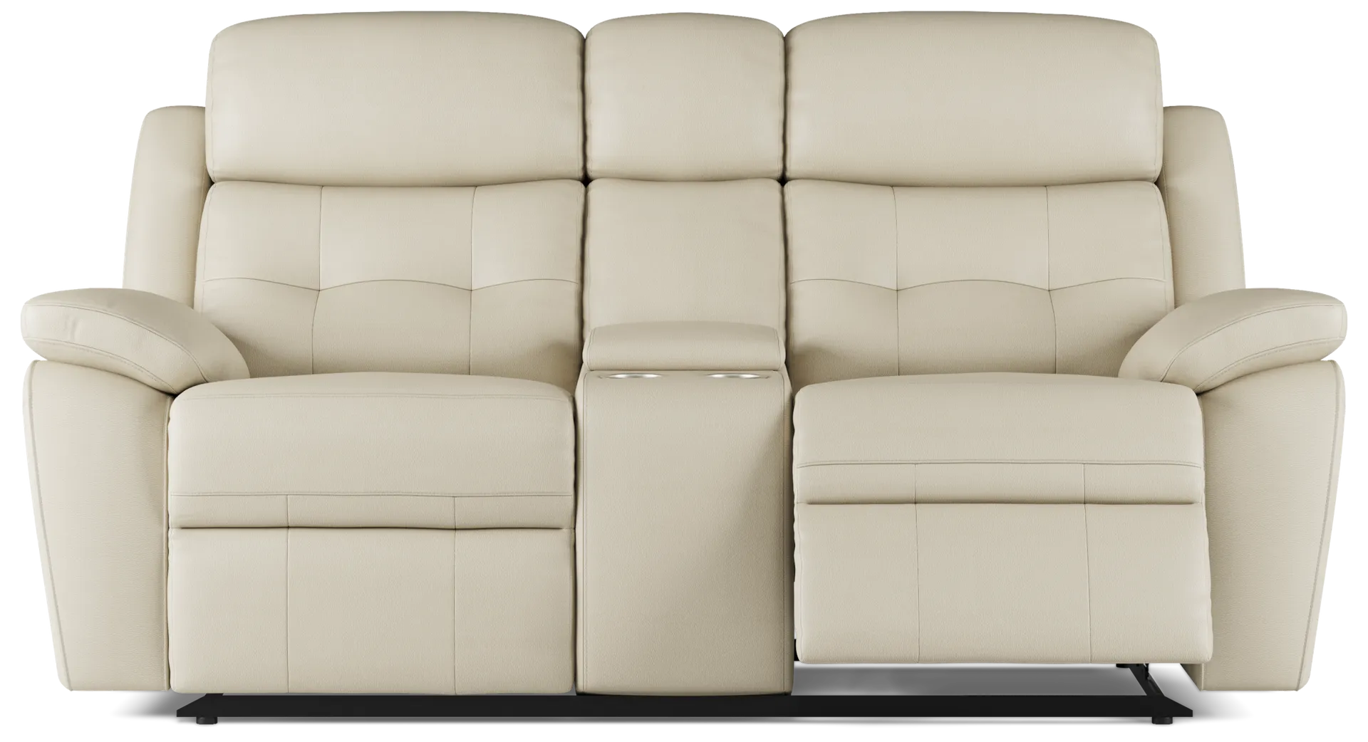 beige reclining console loveseat