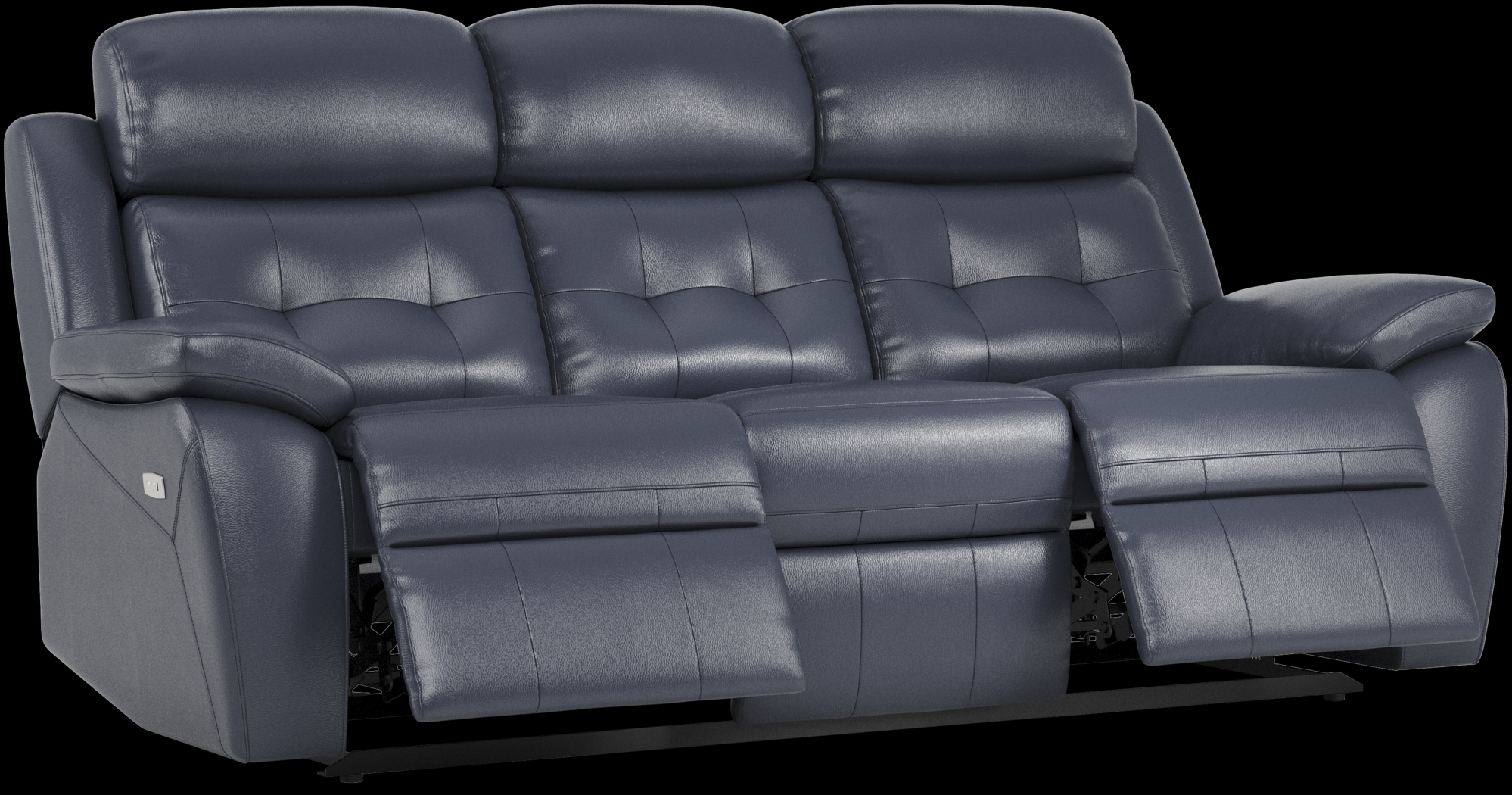 Antonin Blue Leather Power Reclining Sofa - Thumbnail - Image 3