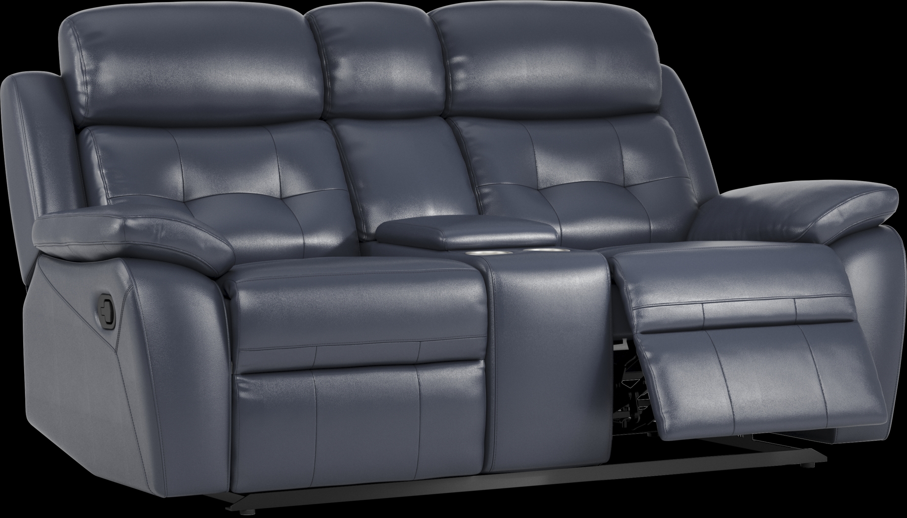 Antonin Blue Leather Reclining Console Loveseat - Thumbnail - Image 2