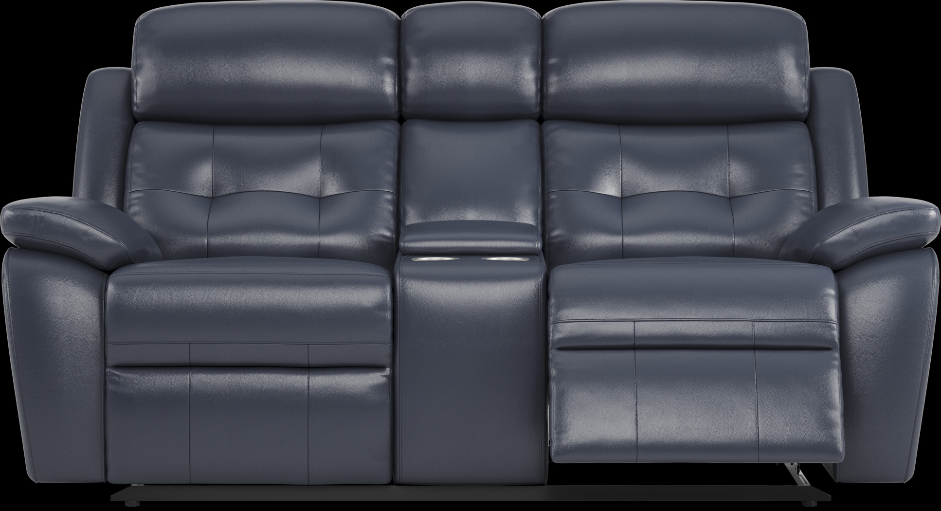 Antonin Blue Leather Reclining Console Loveseat - Thumbnail - Image 1