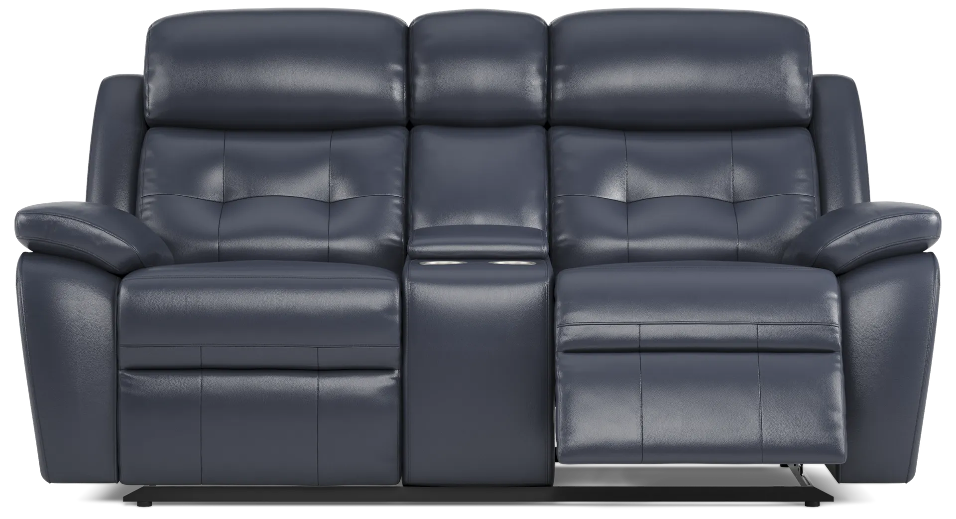 blue reclining console loveseat
