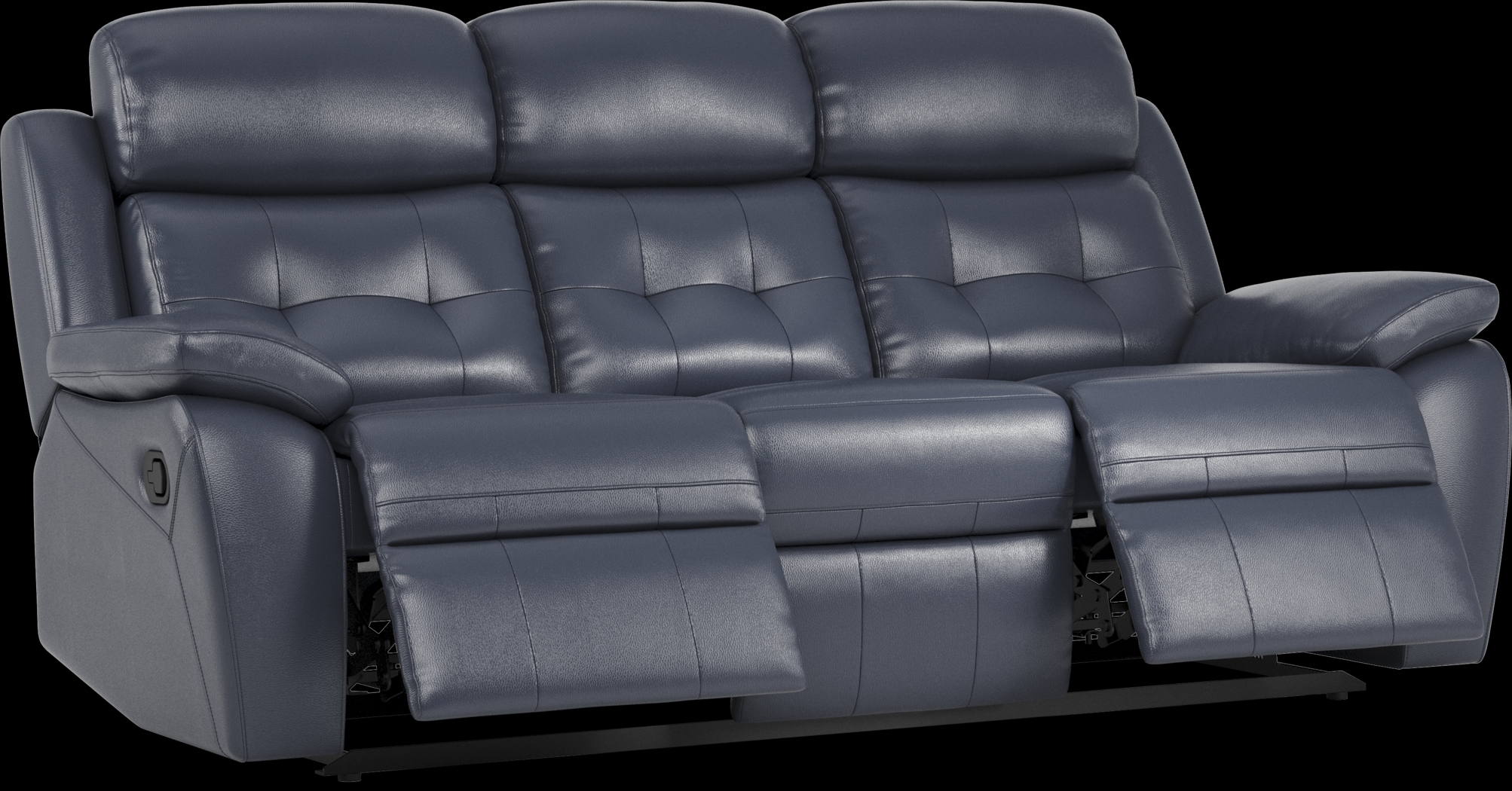 Antonin Blue Leather Reclining Sofa - Thumbnail - Image 3