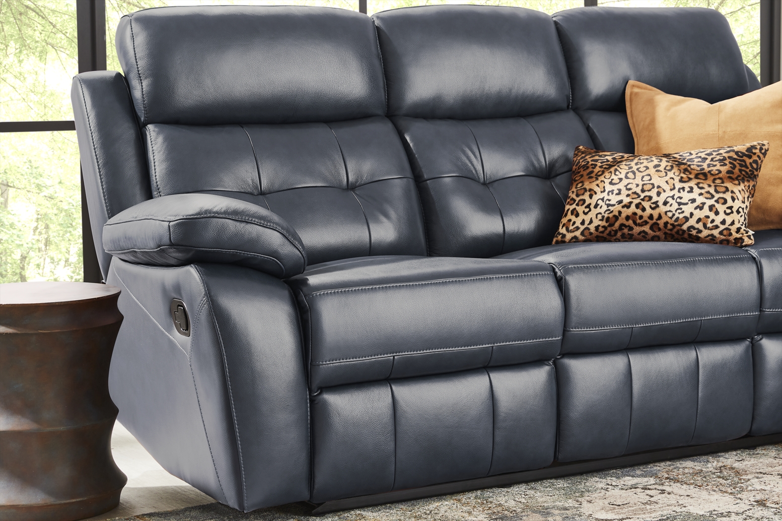 Antonin Blue Leather Reclining Sofa - Thumbnail - Image 4