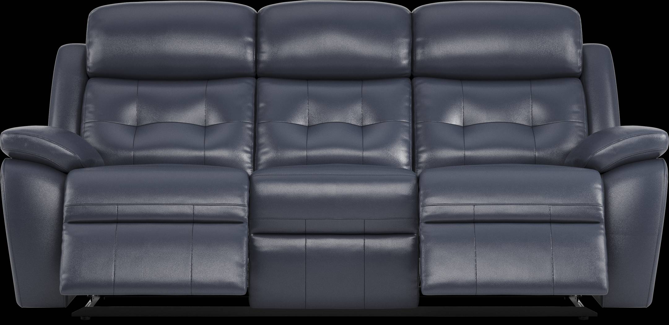 Antonin Blue Leather Reclining Sofa - Thumbnail - Image 1