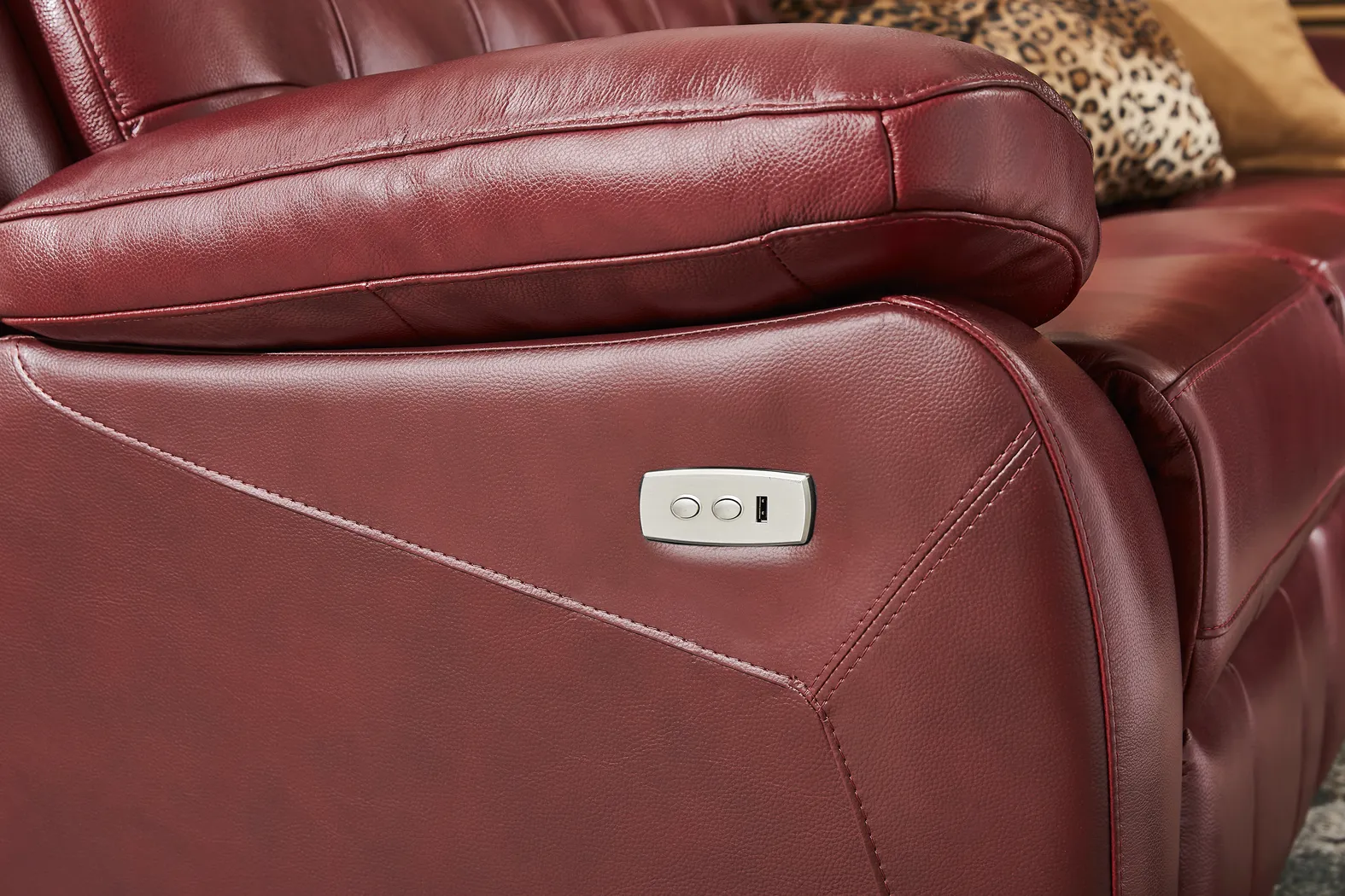 Antonin Red Leather Power Reclining Sofa - Image 5
