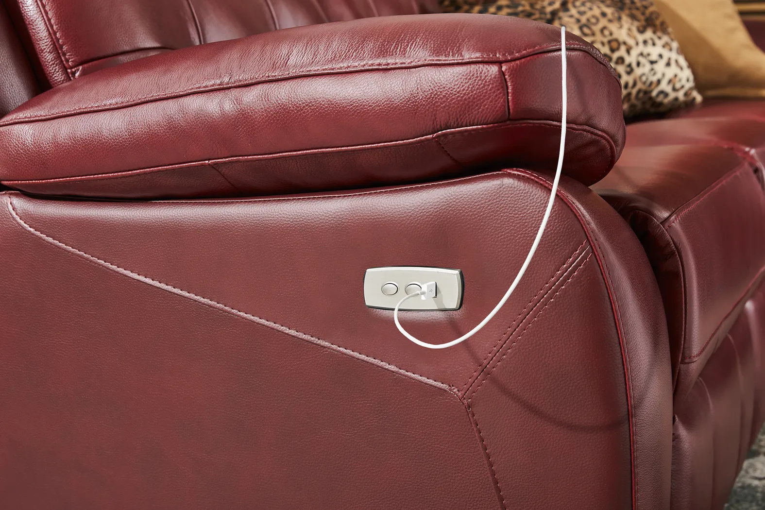 Antonin Red Leather Power Reclining Sofa - Image 6