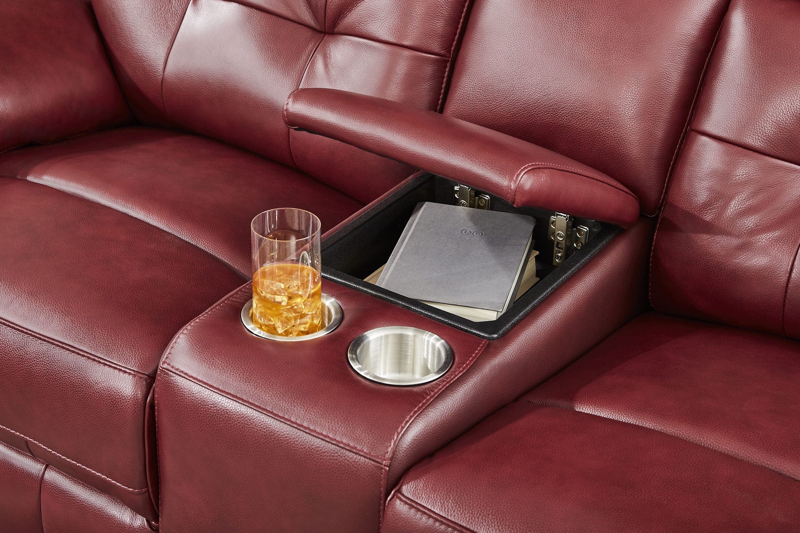 Antonin Red Leather 5 Pc Reclining Living Room - Thumbnail - Image 7