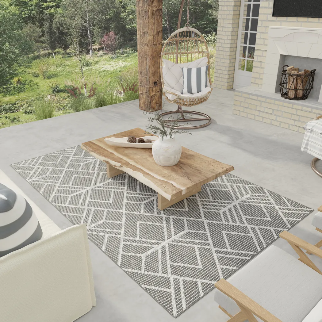 Antoun Charcoal 5'3 x 7'3 Indoor/Outdoor Rug - Thumbnail - Image 2