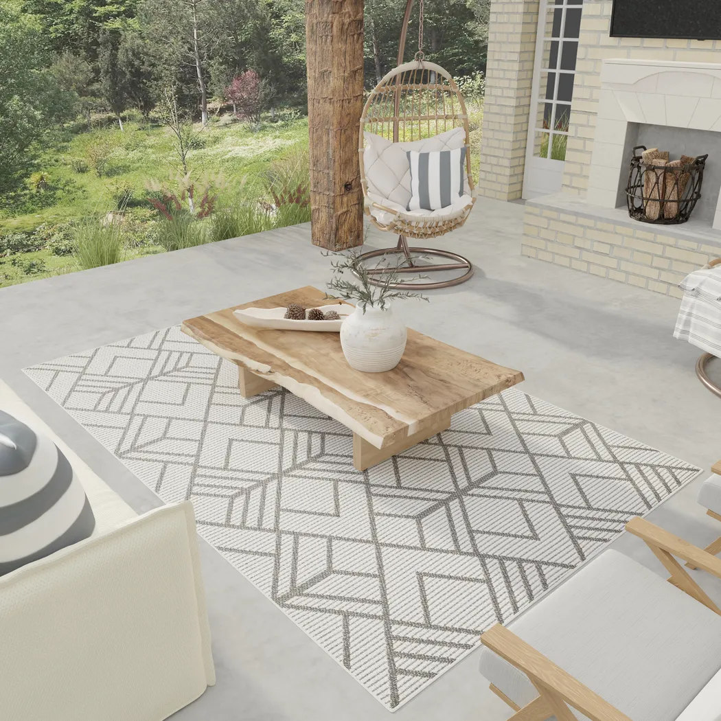 Antoun Gray 7'10 x 9'10 Indoor/Outdoor Rug - Thumbnail - Image 2