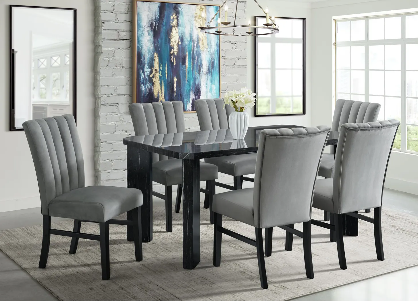 Anucis Gray Side Chair, Set of 2 - Thumbnail - Image 2