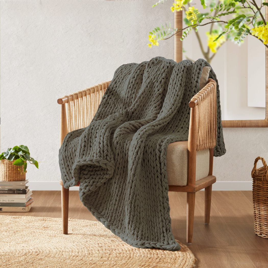 Apenzell Charcoal Throw Blanket - Thumbnail - Image 3
