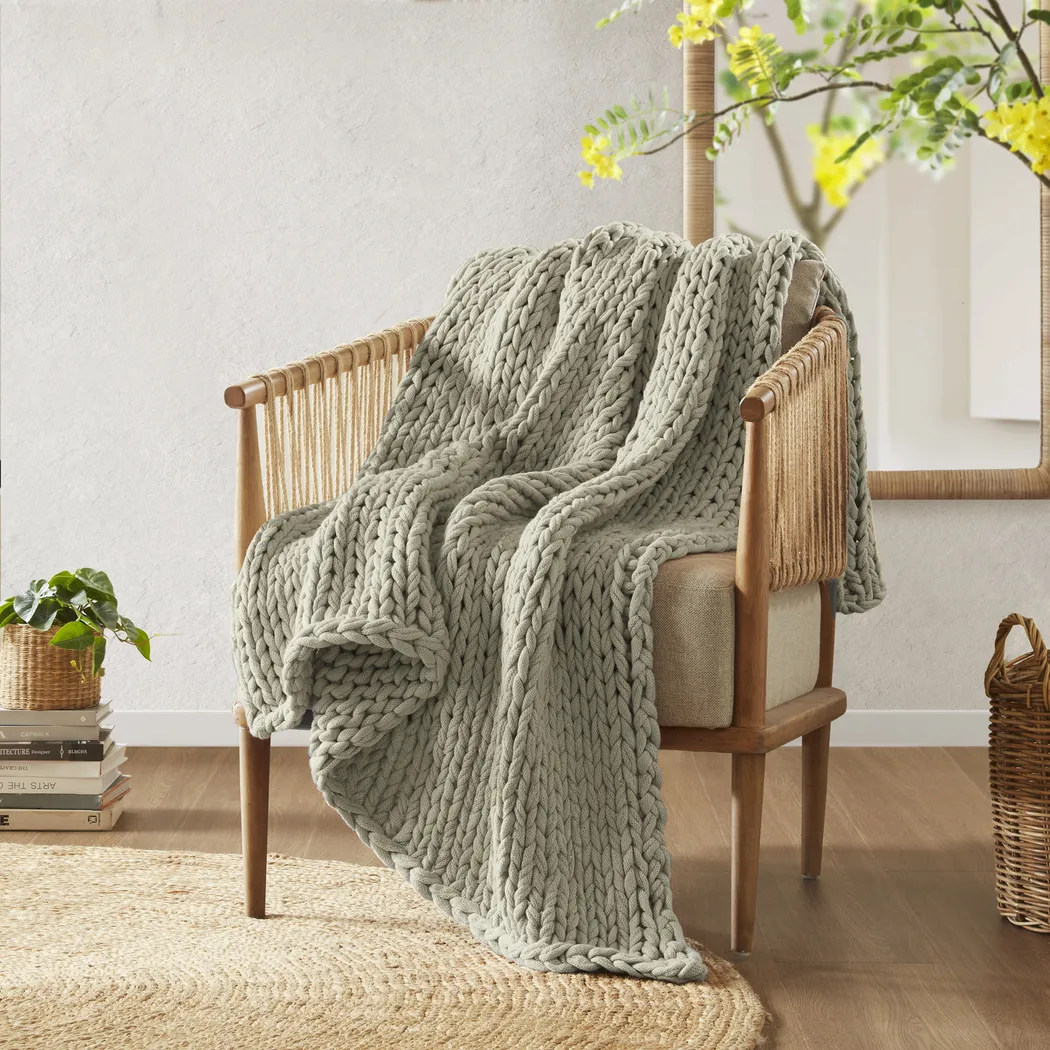 Apenzell Light Gray Throw Blanket - Thumbnail - Image 3