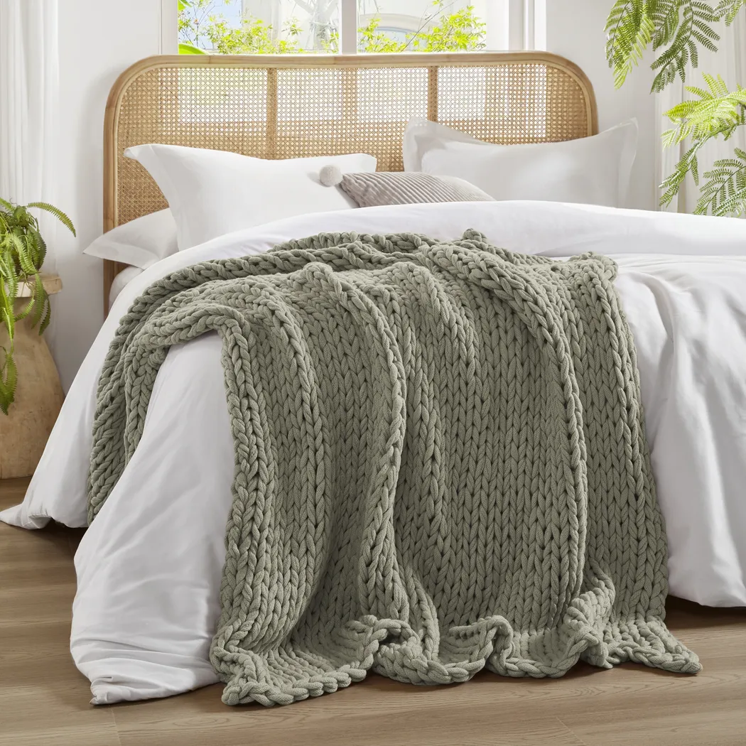 Apenzell Light Gray Throw Blanket - Thumbnail - Image 4