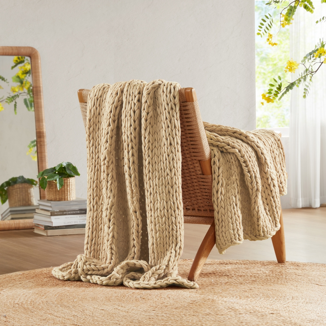 Apenzell Tan Throw Blanket - Thumbnail - Image 3