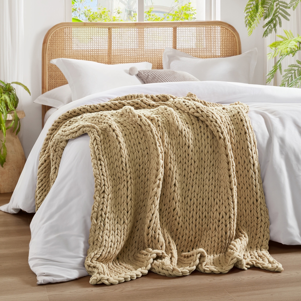Apenzell Tan Throw Blanket - Thumbnail - Image 4