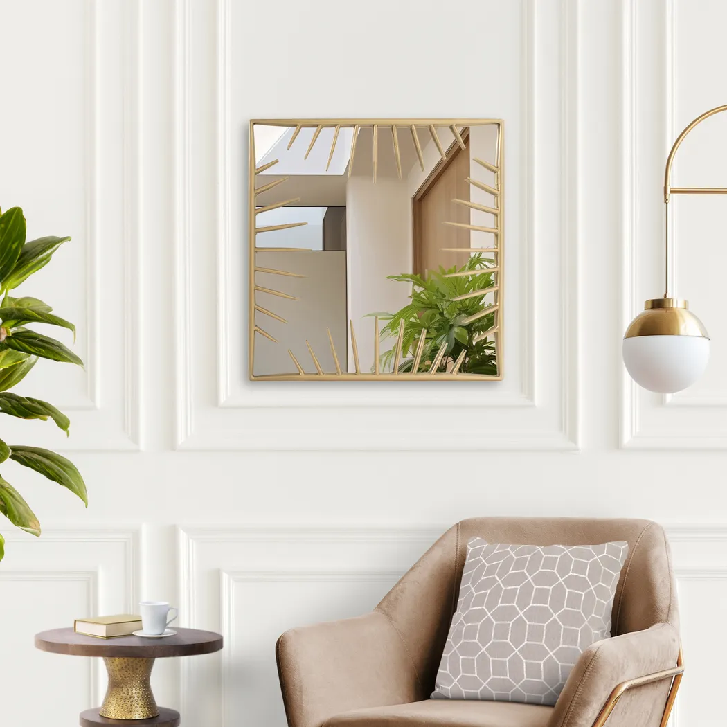 Apepi Gold Square Wall Mirror - Thumbnail - Image 2
