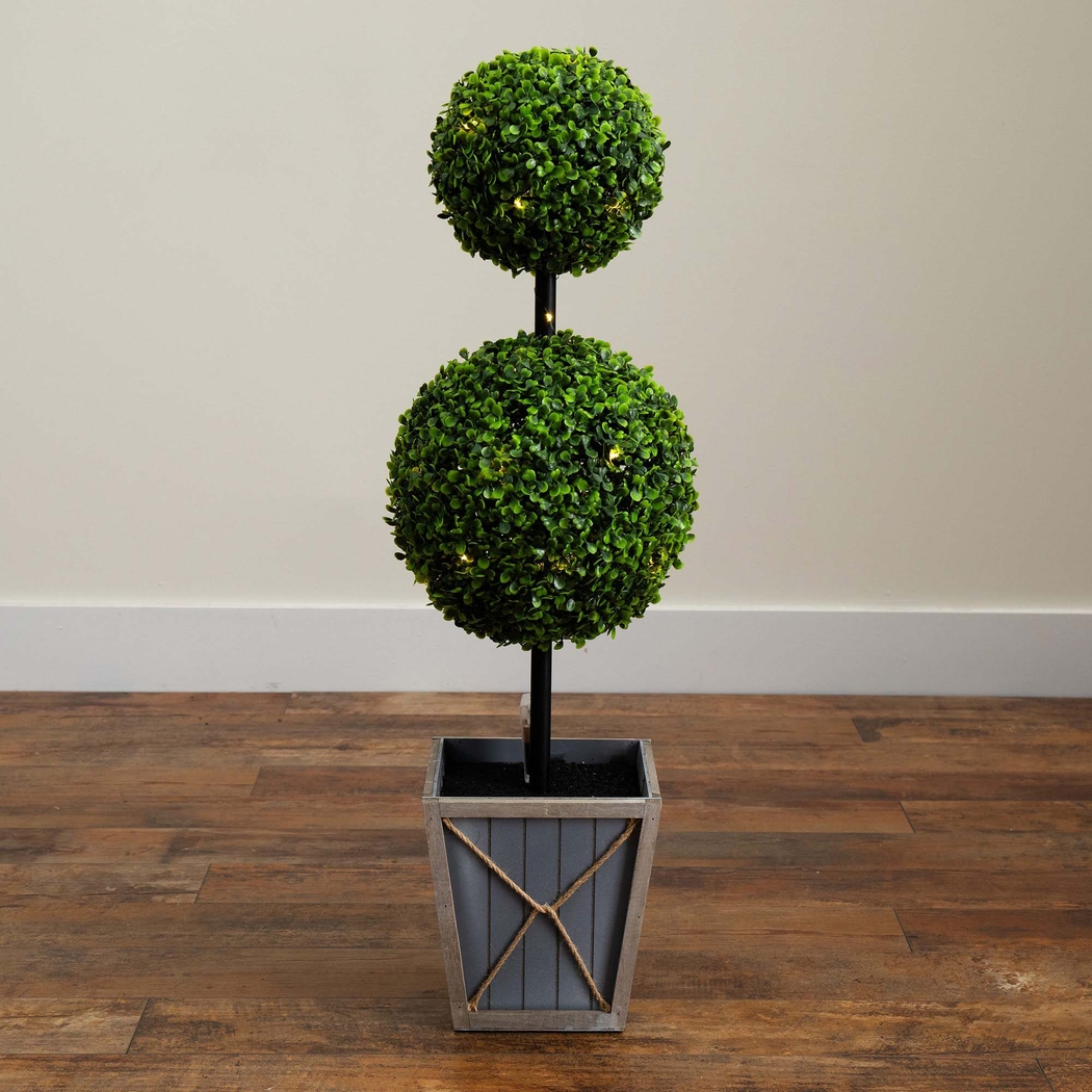 Appleberry II Green Artificial Double Ball Boxwood Topiary - Thumbnail - Image 7
