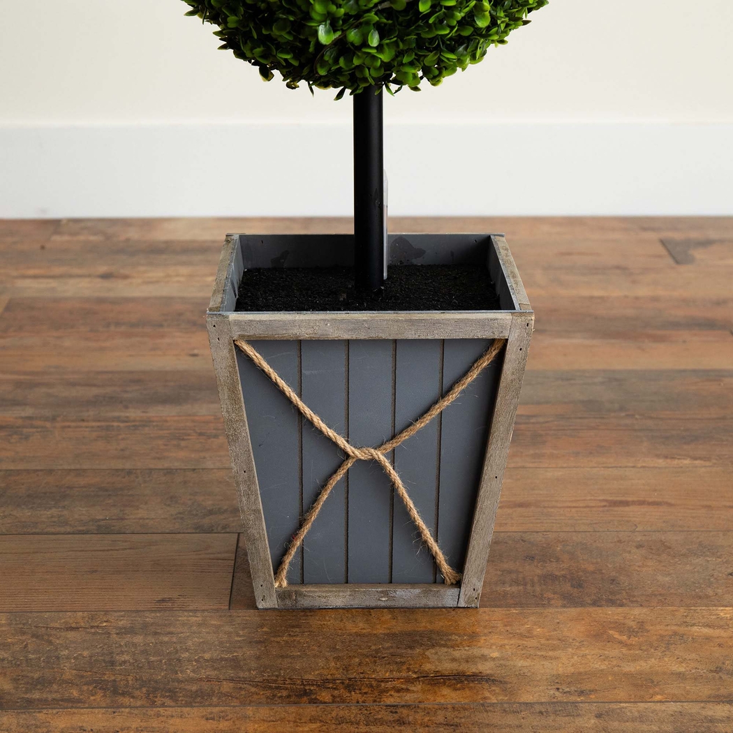 Appleberry III Green Artificial Triple Ball Boxwood Topiary - Thumbnail - Image 4