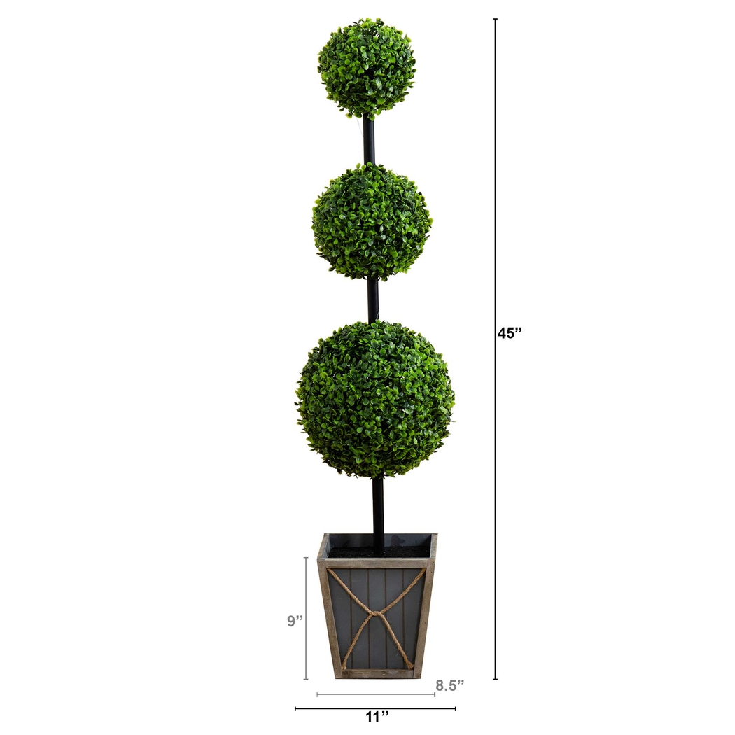 Appleberry III Green Artificial Triple Ball Boxwood Topiary - Thumbnail - Image 9