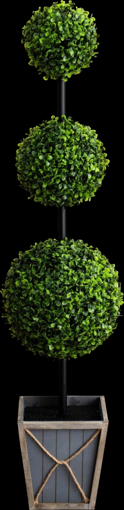 Appleberry III Green Artificial Triple Ball Boxwood Topiary - Thumbnail - Image 1