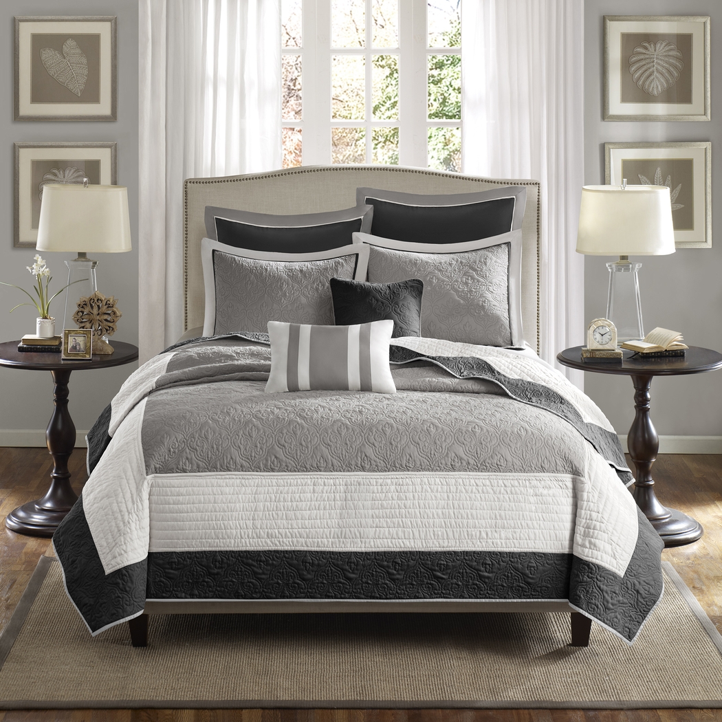 Aracely Black 7 Pc King Coverlet Set - Thumbnail - Image 1