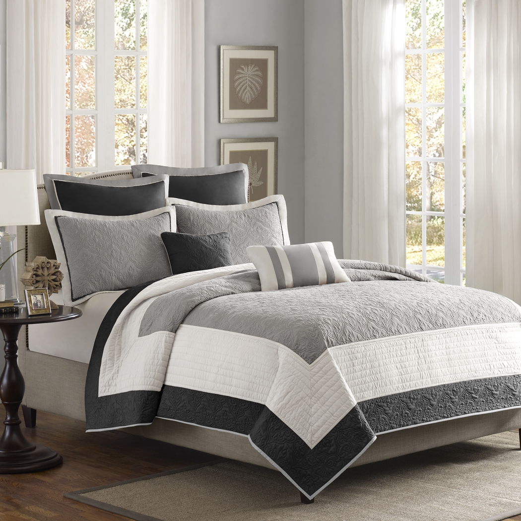 Aracely Black 7 Pc Queen Coverlet Set - Thumbnail - Image 2