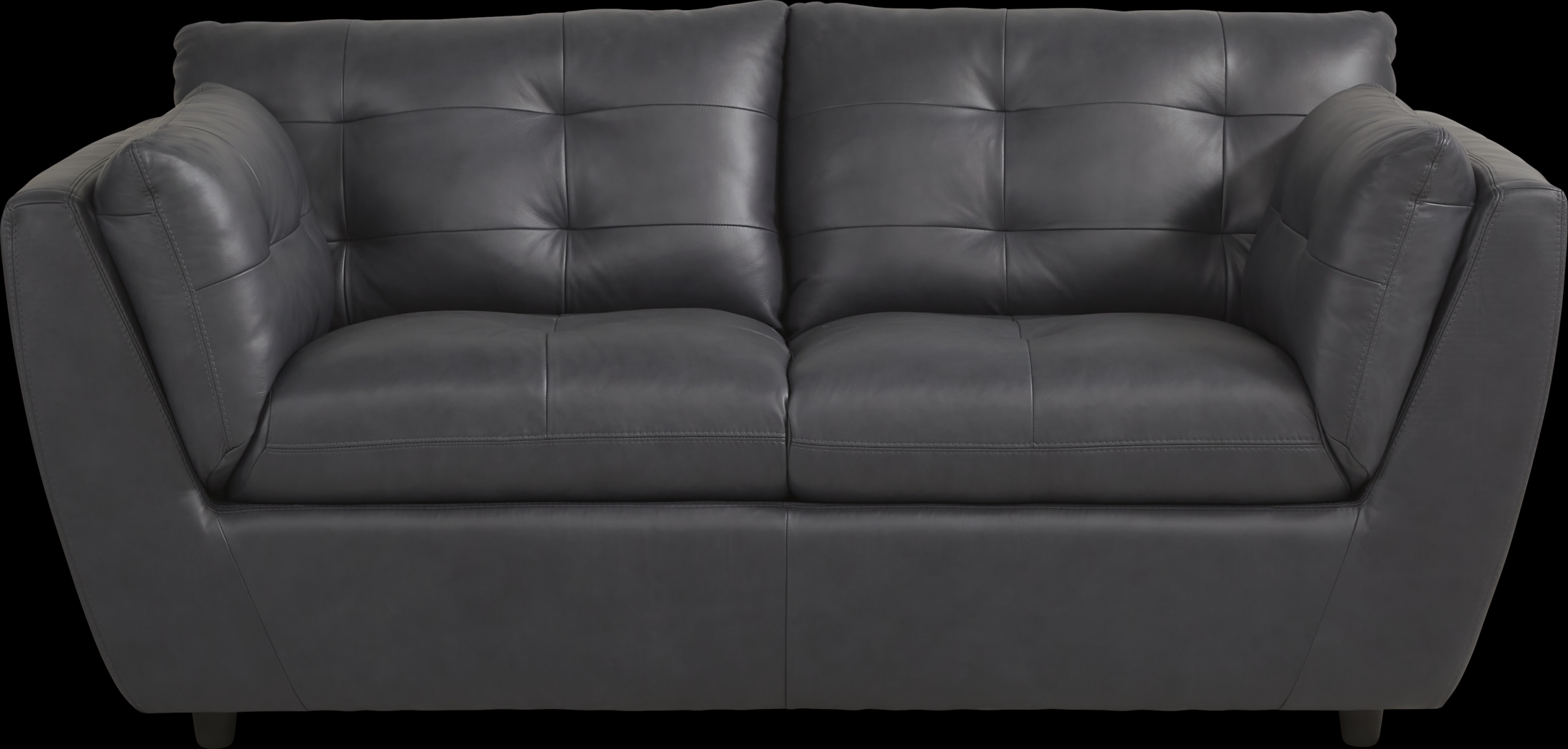 Aragon Blue Leather Loveseat - Thumbnail - Image 1