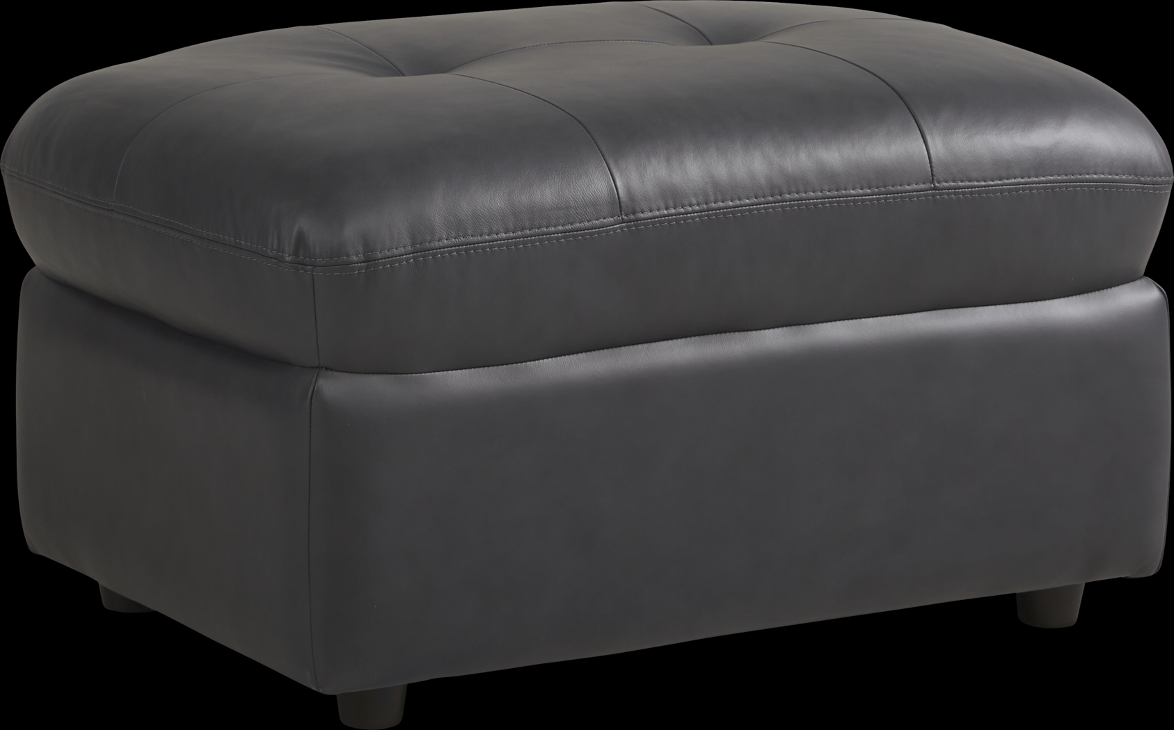 Aragon Blue Leather Ottoman - Thumbnail - Image 1