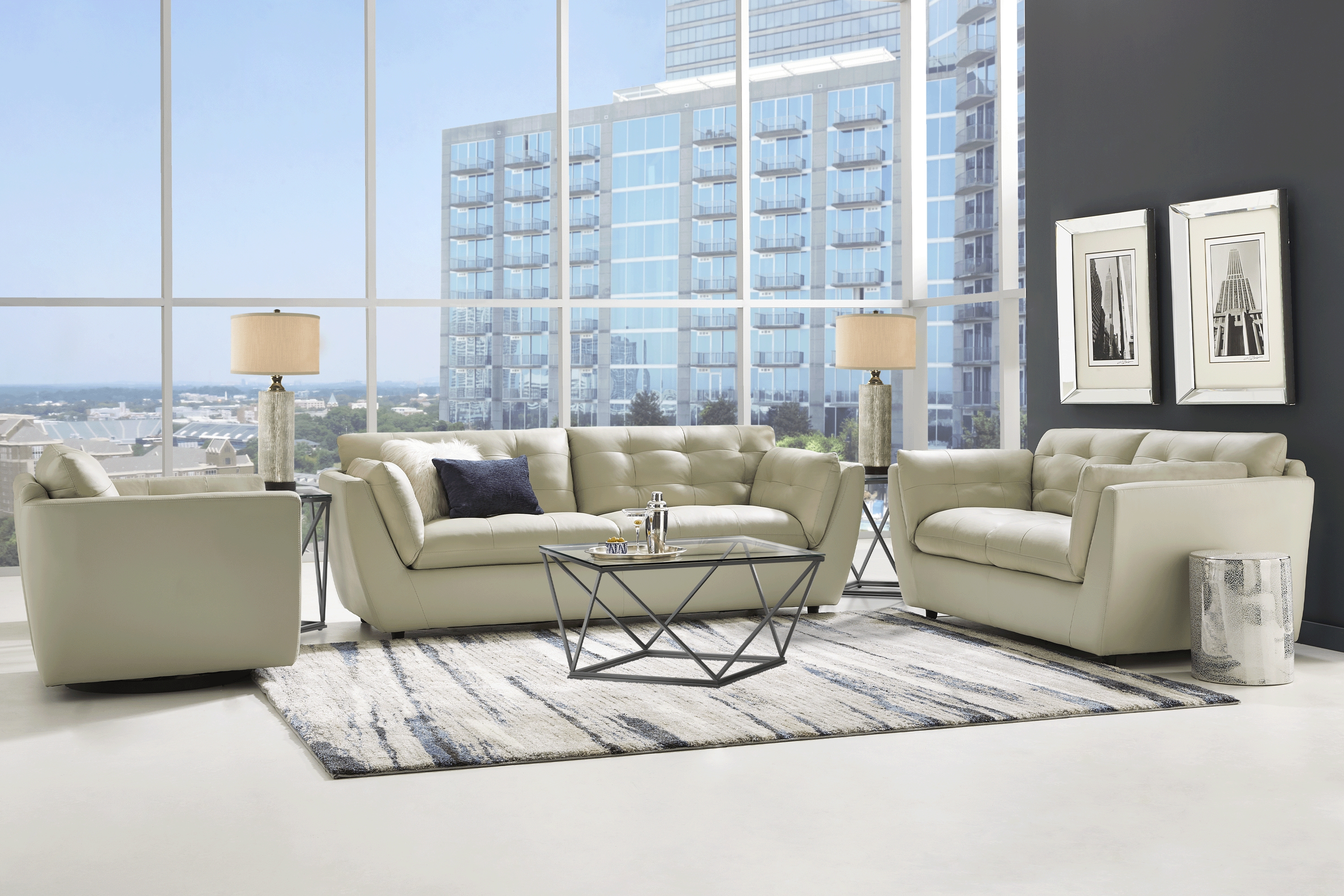 Aragon Platinum Leather Loveseat - Thumbnail - Image 2