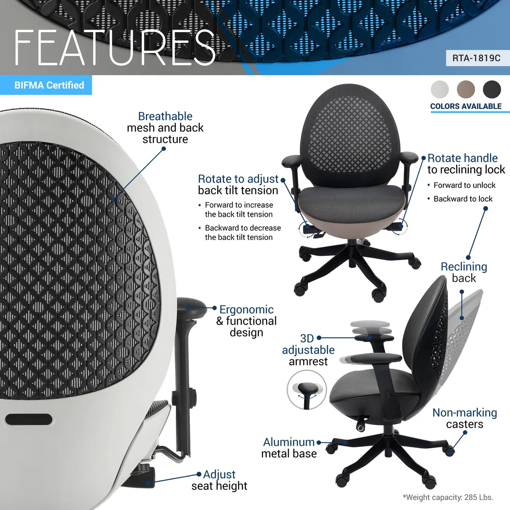 Arakhe White Office Chair - Thumbnail - Image 4