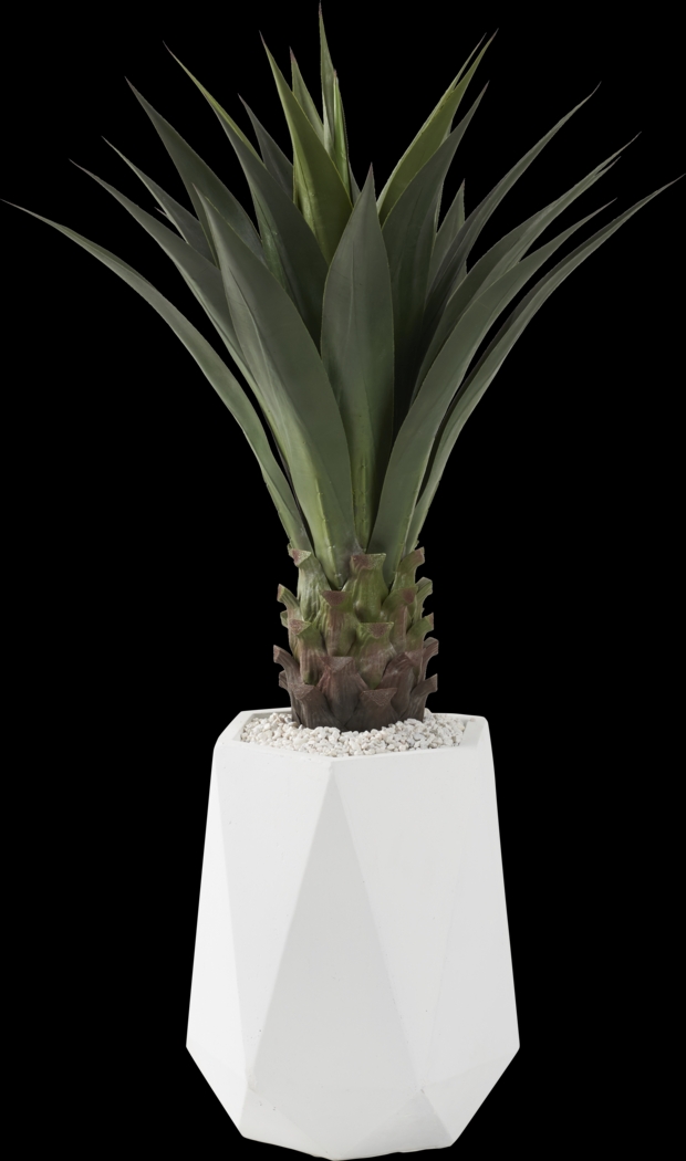 Arandas Green 40 in. Artificial Jumbo Agave Plant in White Planter - Thumbnail - Image 1