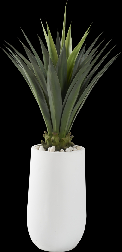 Arandas Green 59 in. Artificial Jumbo Agave Plant in White Planter - Thumbnail - Image 1