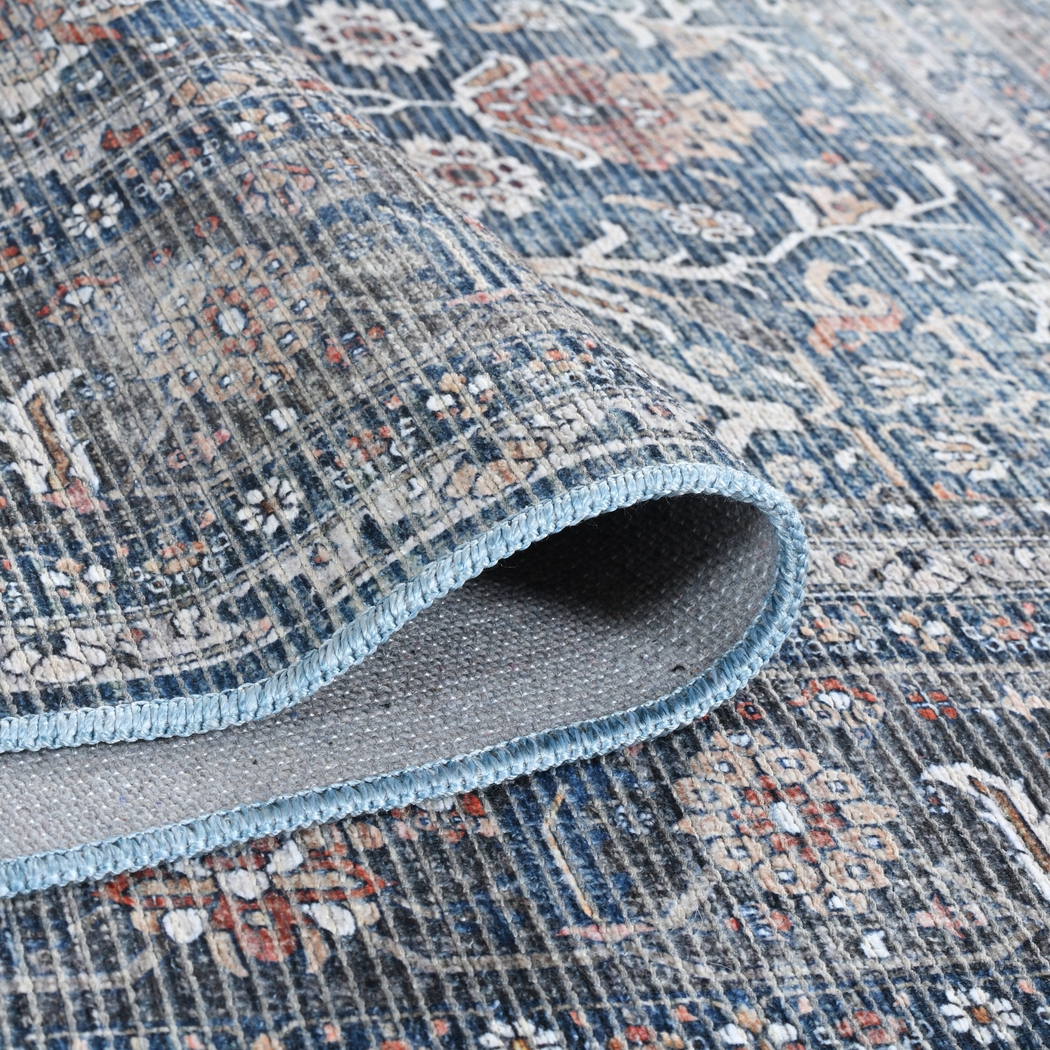Arbelle Dark Blue 2'7 x 10' Machine Washable Rug - Thumbnail - Image 7