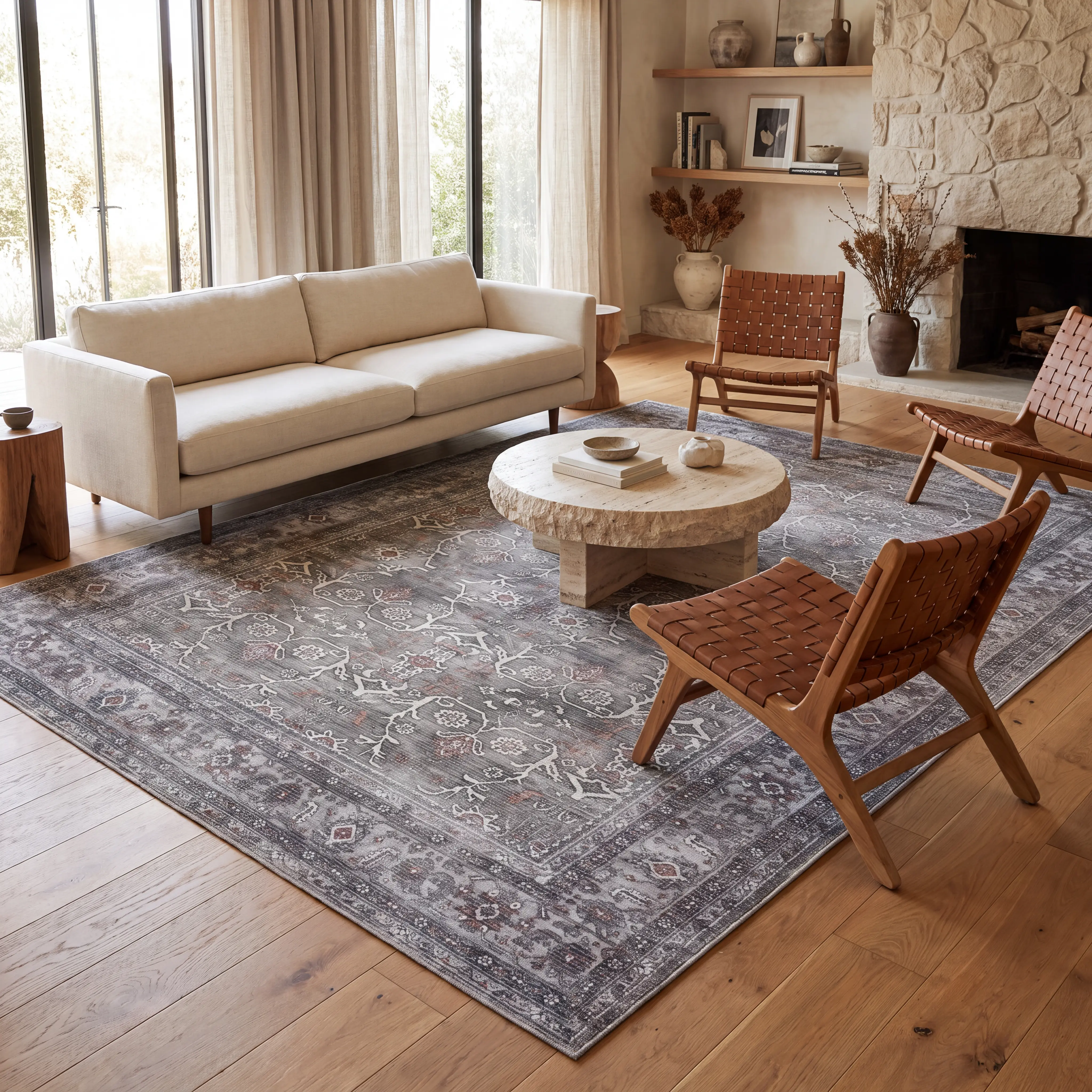 Arbelle Gray 7'10 x 9'9 Machine Washable Rug - Thumbnail - Image 2