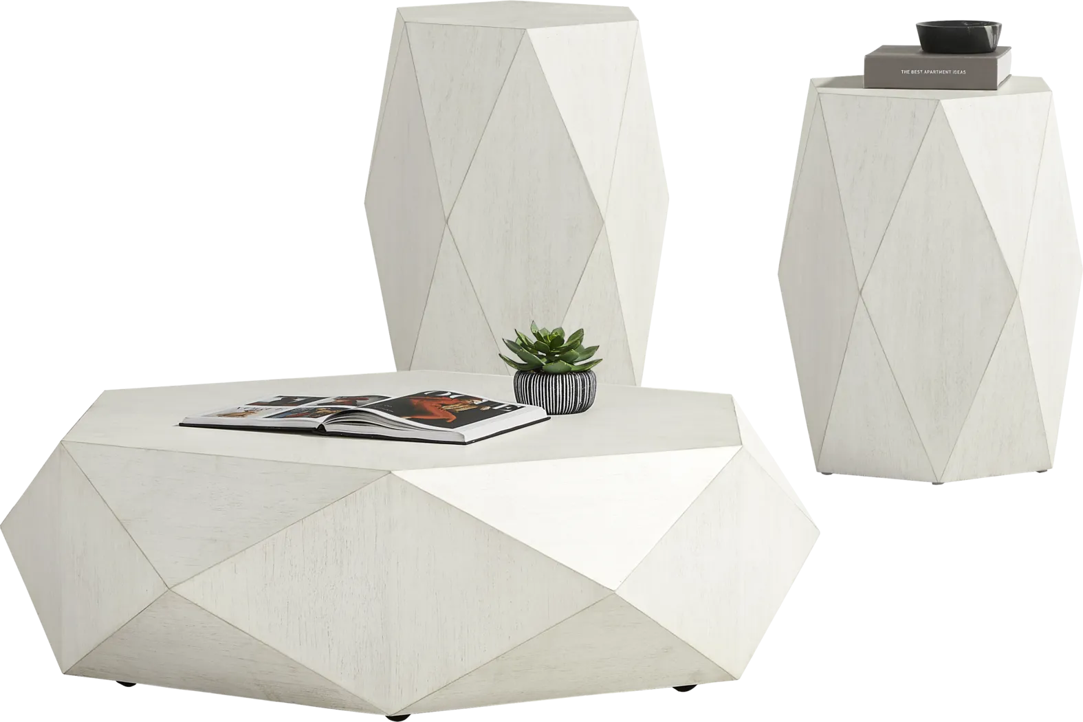 Arcadia White 3 Pc Table Set - Thumbnail - Image 1