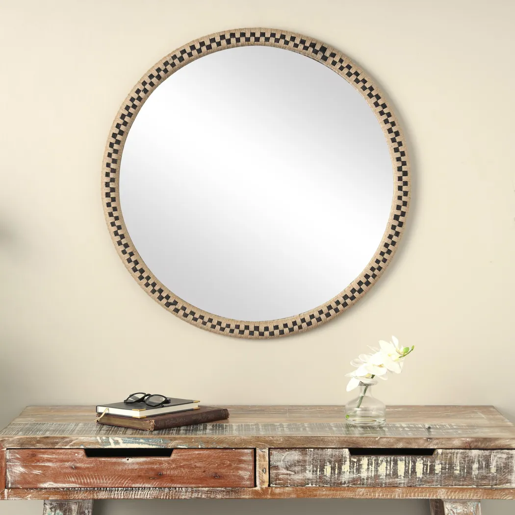 Arcanesys Brown Round Wall Mirror - Thumbnail - Image 2