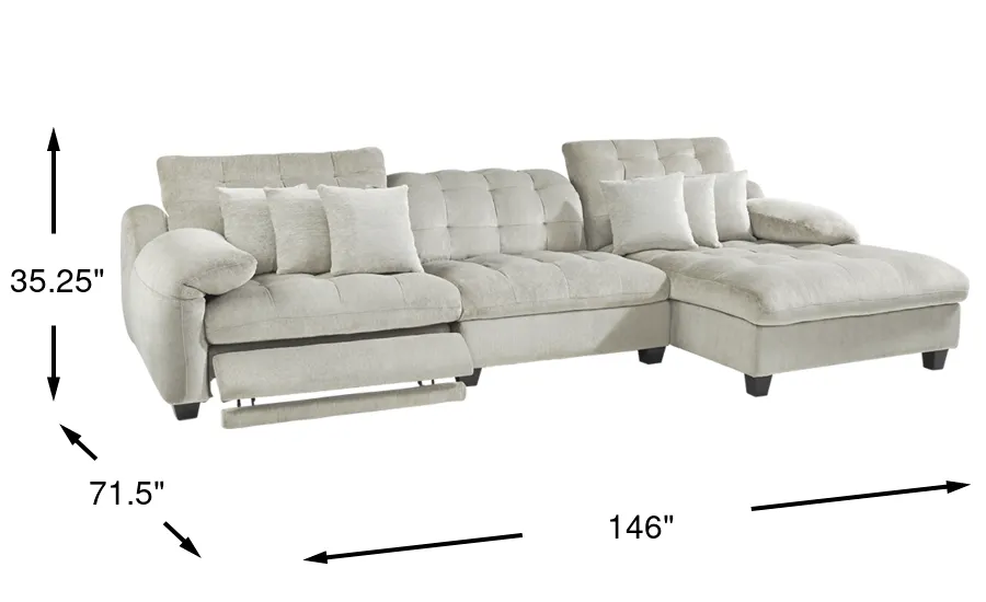 Ardelia Lane Light Gray Chenille Fabric 3 Pc Dual Power Reclining