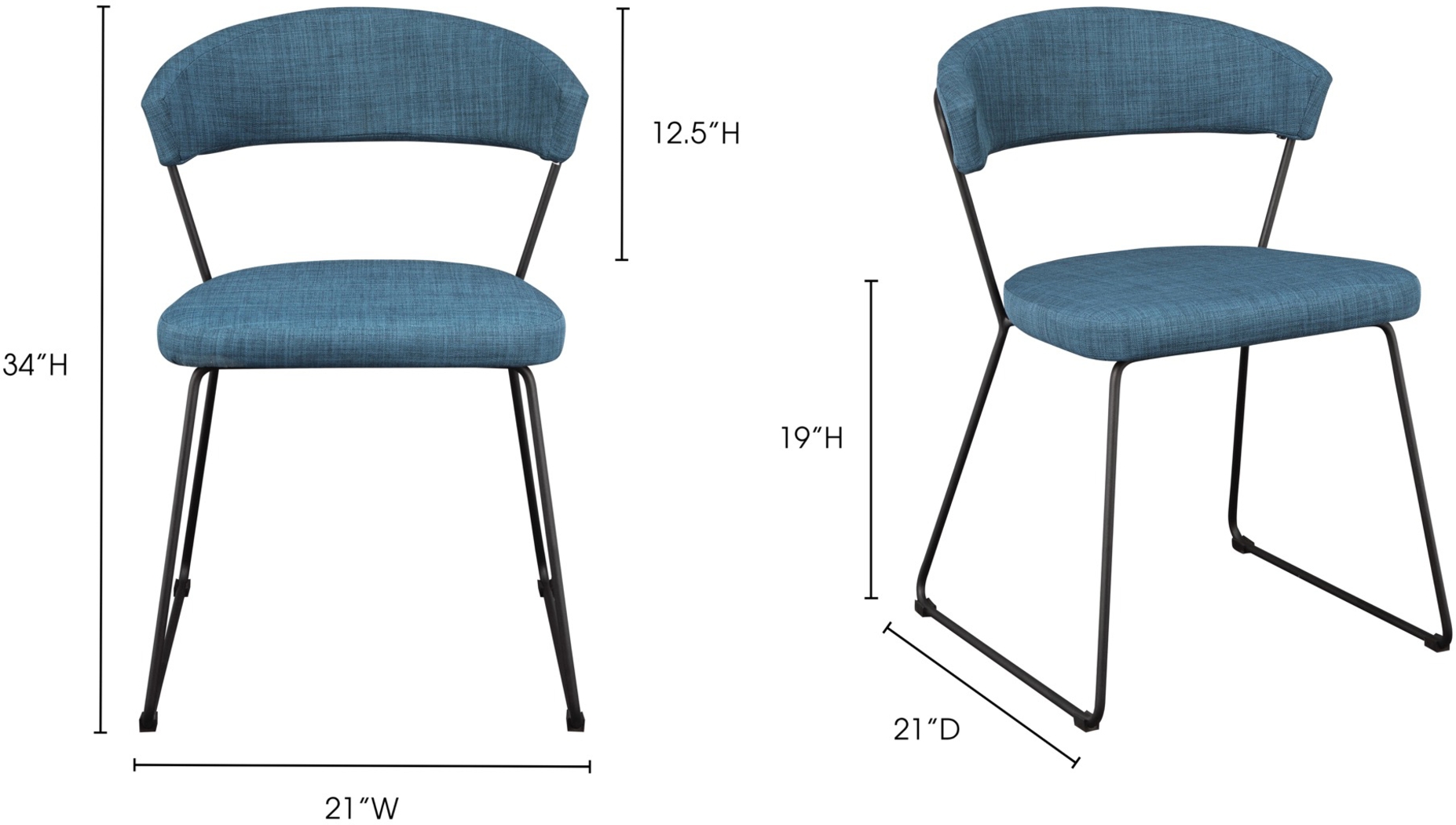Ardith Blue Side Chair, Set of 2 - Thumbnail - Image 7