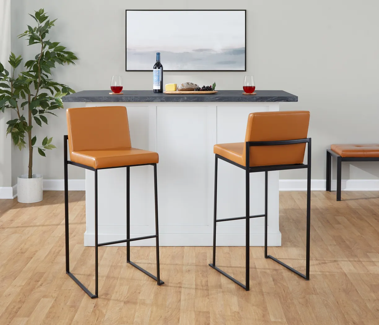 Arelane III Camel Barstool, Set of 2 - Thumbnail - Image 2