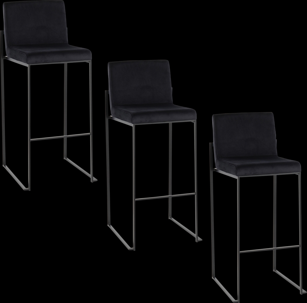 Arelane IV Black Barstool, Set of 3 - Thumbnail - Image 1
